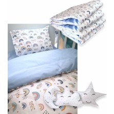 Özgürce Renkli 70X130 Pamuklu Beşik Uyku Seti, 10 Parça, Yorganlı