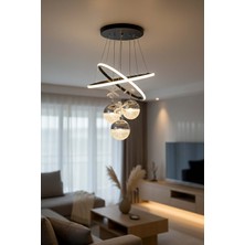 TERRA lighting Orkide 3 Toplu Lüks Sarkıt LED Avize, 3 Renk Yanabilen LED Avize, Modern Salon Oturma Odası LED Avize