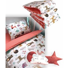 Özgürce %100 Pamuklu 70X130 Doğa ve Hayvan Desenli Uyku Seti (10 Parça, Yorganlı)