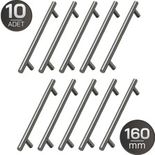 Badem10 (10 Adet) Titanyum Renk 160MM 16CM Metal Mobilya Mutfak Dolap Çekmece Dolabı Kulbu Kulpu Kulpları