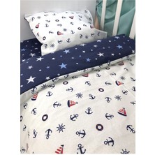 Özgürce Pamuklu Çocuk Yatak Seti 50X90 Denizci Lacivert Yıldızlı Yorganlı
