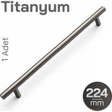 Badem10 224 mm (1 Adet) Titanyum Renk Metal Mobilya Mutfak Dolap Çekmece Dolabı Kulbu Kulpu Kulpları