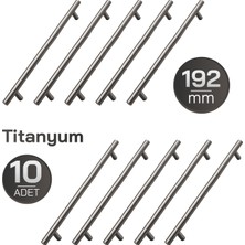 Badem10 (10 Adet) Titanyum Renk 192MM 19,2cm Metal Mobilya Mutfak Dolap Çekmece Dolabı Kulbu Kulpu Kulpları