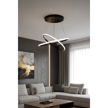 TERRA lighting Minimal Halka Iki Şerit Sarkıt LED Avize, 3 Renk Yanabilen LED Avize, Modern Salon Oturma Odası LED Avize