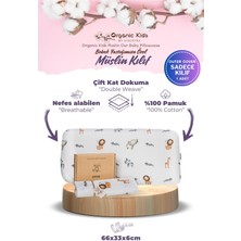 Özgürce Çift Katlı Müslin Çocuk Yastık Kılıfı, %100 Organik Pamuk, 66X36X6 cm