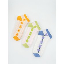 Stocalze 6’lı Kadın Yazlık Patik Çorap Seti. Kabartma Çiçek Desenli, Nefes Alan, Yumuşak Kadın Çorap