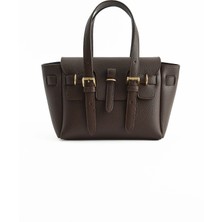 Acı Kahve Deri Kemerli El Çantası