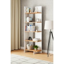 Morvizyon Beş Raflı Kitaplık, Çok Amaçlı Dekoratif Raf, Organizer 61 x 175 cm