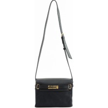 Siyah Kanvas Deri Çapraz Çanta