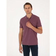 Pierre Cardin Erkek Mor Slim Fit %100 Pamuk Kıvrılmaz Düğmeli Polo Yaka Basic Tişört 50325323-VR038