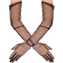 ForWhat Büro Ev Ofis Gösteri Kostümü Için 53CM Likralı Siyah Mega Tül Eldiven