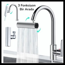 Tg Tek-İş Global 3 Modlu Evrensel Musluk Adaptörü – Şelale ve Sprey Su Akışlı Musluk Başlığı | 360° Döner Su Tasarruflu Aparat
