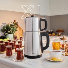 Karaca TeaBig XL 35 Çay Bardağı Kapasiteli 2 in 1 Çelik Çay Makinesi ve Su Isıtıcı Inox