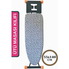 Asev Home İpli Ayarlanabilir storperli Ütü Masası Kılıfı örtüsü bezi Ahter Gri 55x140 cm