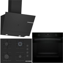 Bosch Siyah 3 Lü Ankastre Set 472 ( HUA736EA0T - POP7C6P30O - DWK67PJ60T  ) 67CM Ocak - Buhar Destekli