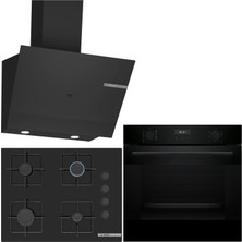 Bosch Siyah 3 Lü Ankastre Set 468 ( HUA717BA0T - POP7C6P30O - DWK67PJ60T  ) 67CM Ocak - Buhar Destekli