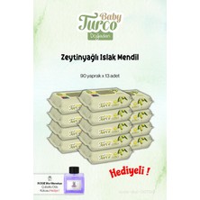 13 Paket Baby Turco Zeytinyağlı Islak Havlu 90'lı ve Rosie Koku Hediye