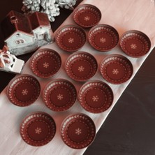 Sarkap Home 10 cm Çap, 3.2 cm Yükseklik 12'li Dondurmalık ve Çerezlik Seti - Bordo Wishes