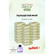 Baby Turco 21 Paket Zeytinyağlı Islak Havlu 90'lı ve Rosie Koku Hediye