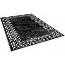 Confidence Home Dijital Baskı Modern Yıkanabilir Kaymaz Taban Halı 80 x 300 cm Siyah Renk
