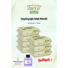 Baby Turco 7 Paket Zeytinyağlı Islak Havlu 90'lı ve Rosie Koku Hediye