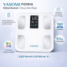 Yasomi FG1914 Dijital Baskül Yağ Su Kas Vücut Kitle Endeksi Kilo ölçer tartı