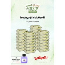 Baby Turco 29 Paket, 90'lı Zeytinyağlı Islak Havlu ve Rosie Koku Hediye