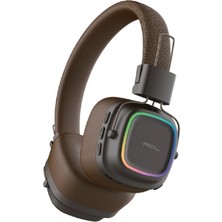 Acl Abk-10 Ultra Bass Kablosuz Bluetooth Kulak Üstü Kulaklık Yumuşak Deri Kahverengi