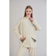 Sortie Collection Cepleri Deri Garnili Baskılı Bisiklet Yaka Tunik