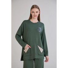Sortie Collection Cepleri Deri Garnili Baskılı Bisiklet Yaka Tunik