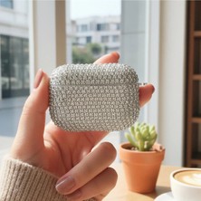 Caseonn Apple Airpods Pro Kılıf Kristal Taşlı Parıltılı Gümüş