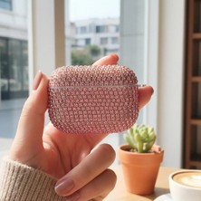 Caseonn Apple Airpods Pro 2.nesil Kılıf Kristal Taşlı Parıltılı Pembe