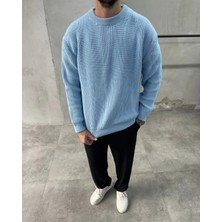 Difransel Jeans Erkek Bisiklet Yaka Oversize Triko Kazak