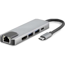 ForWhat Büro Ev Ofis Cihazları Için Gri 5port Typec Hdtv Hdmı 4K 30Hz 2xusb3.0 Lan Çevirici
