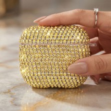 Caseonn Apple Airpods 4.nesil/anc Kılıf Kristal Taşlı Parıltılı Gold