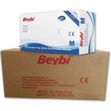 Beybi M (Medium) Pudrasız Mavi Nitril Muayene Eldiveni 20 Paket (1 Koli)