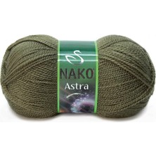 Nako Astra Asker Yeşili Premium Akrilik Yün 100 g Hırka Kazak Şal Aksesuar Yapımında Kullanılabilir