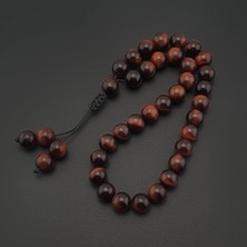 Seven Art Jewelry Orijinal Doğal Taş 8mm Kızıl Kaplan Gözü 33'lü Tesbih, Erkek Hediye, El Yapımı Tesbih