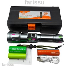 farissu RT-063 B Beyaz Lazer Taktik El Feneri - 60W, 6000 Lümen (Full Yedek Pil Paketi)