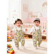 Pitiko Eğlenceli Desen 2'li Bebek Salopet Seti(Tişört+salopet)