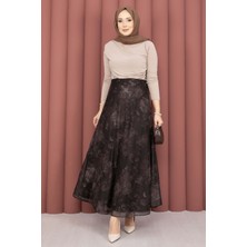 SVS Batik Desen Tül Etek Kahve