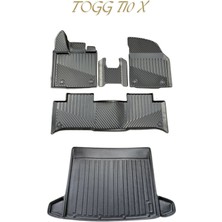 Black Gold Togg T10X 3D Oto Paspas + Bagaj Havuzu (Kulaklı) Set 2023-2025 Tam Uyumlu Havuzlu Tpe