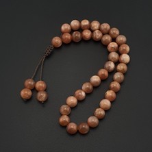 Seven Art Jewelry Orijinal Doğal Taş 8mm Güneş Taşı 33'lü Tesbih, Erkek Hediye, El Yapımı Tesbih
