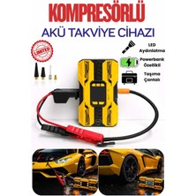 Castu CS73 Plus Max Akü Takviye Cihazı 18.000 Mah Carbon Özel Seri  Powerbank, Hava Kompresörü, LCD Ekran,