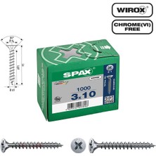 Spax Evrensel Vida 3 x 10MM 1.000 Adet Tam Dişli Havşa Başlı Yıldız Z1 Spax-S Versiyon Wırox Kaplama