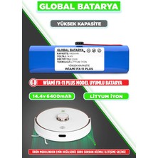Global Batarya Wiami Fx-11 Plus Akıllı Robot Süpürge Bataryası 14.4v 6400mAh Li-ion Pil (Yüksek Kapasite)
