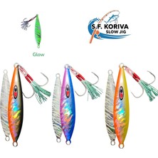 S.F. Jig Koriva Slow Jig 120GR -3 Adet Set - Glow - Akya Sinarit Lahos Trança Antenli Mercan Gibi Balık Avları Için Jig