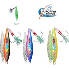 S.F. Jig Koriva Slow Jig 130GR -3 Adet Set - Glow - Akya Sinarit Lahos Trança Antenli Mercan Gibi Balık Avları Için Jig