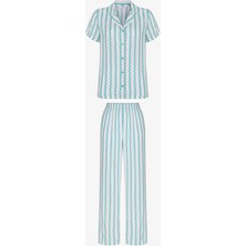 Penti Cam Gobegi Gaia Gömlek Çizgili Kısa Kollu Pantolon Pijama Takımı