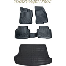 Black Gold Volkswagen T-Roc 3D Oto Paspas + Alt Kademe Bagaj Havuzu Set 2018-2024 Tam Uyumlu Havuzlu Tpe